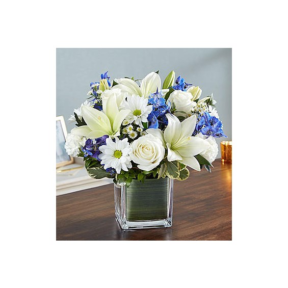 healing-tears-blue-and-white-flower-arrangement-funeral-gifts