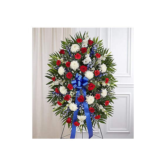 all-red-white-blue-sympathy-standing-spray-for-funeral-flowers