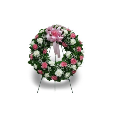 36 Carnation Wreath Pink And White